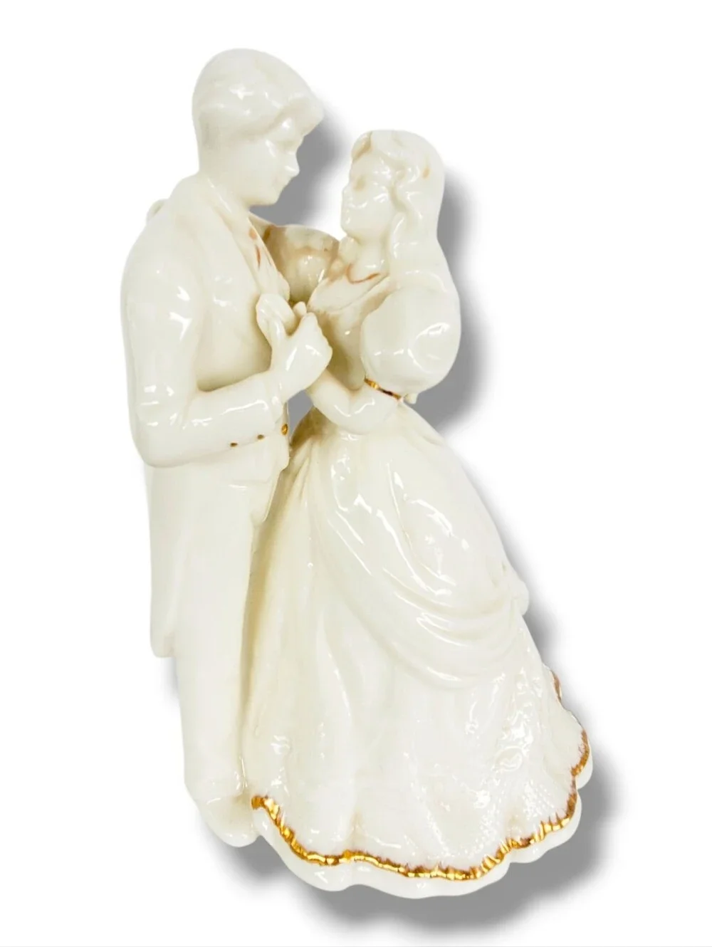 Formalities Porcelain Bride & Groom Wedding Figurine Music Box Ivory Gold Trim